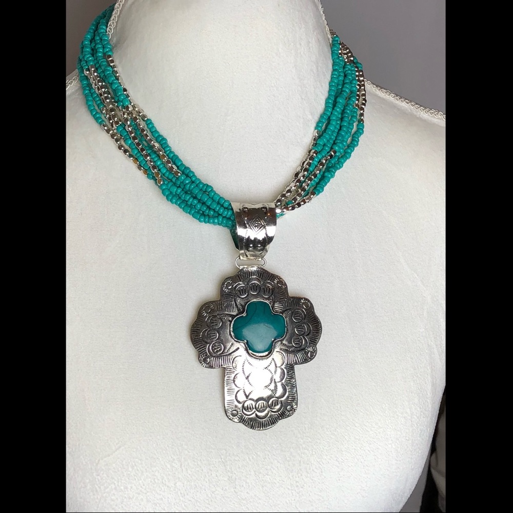 Southwestern Beaded Necklace with Pendants